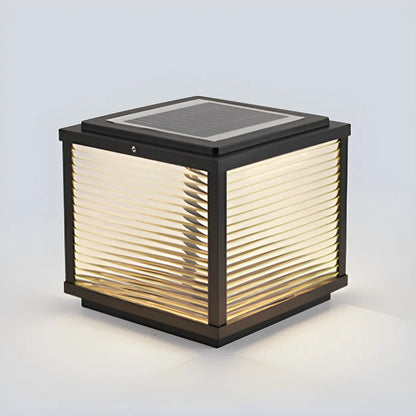 Simple Modern Glass Cube Solar Outdoor Post Light