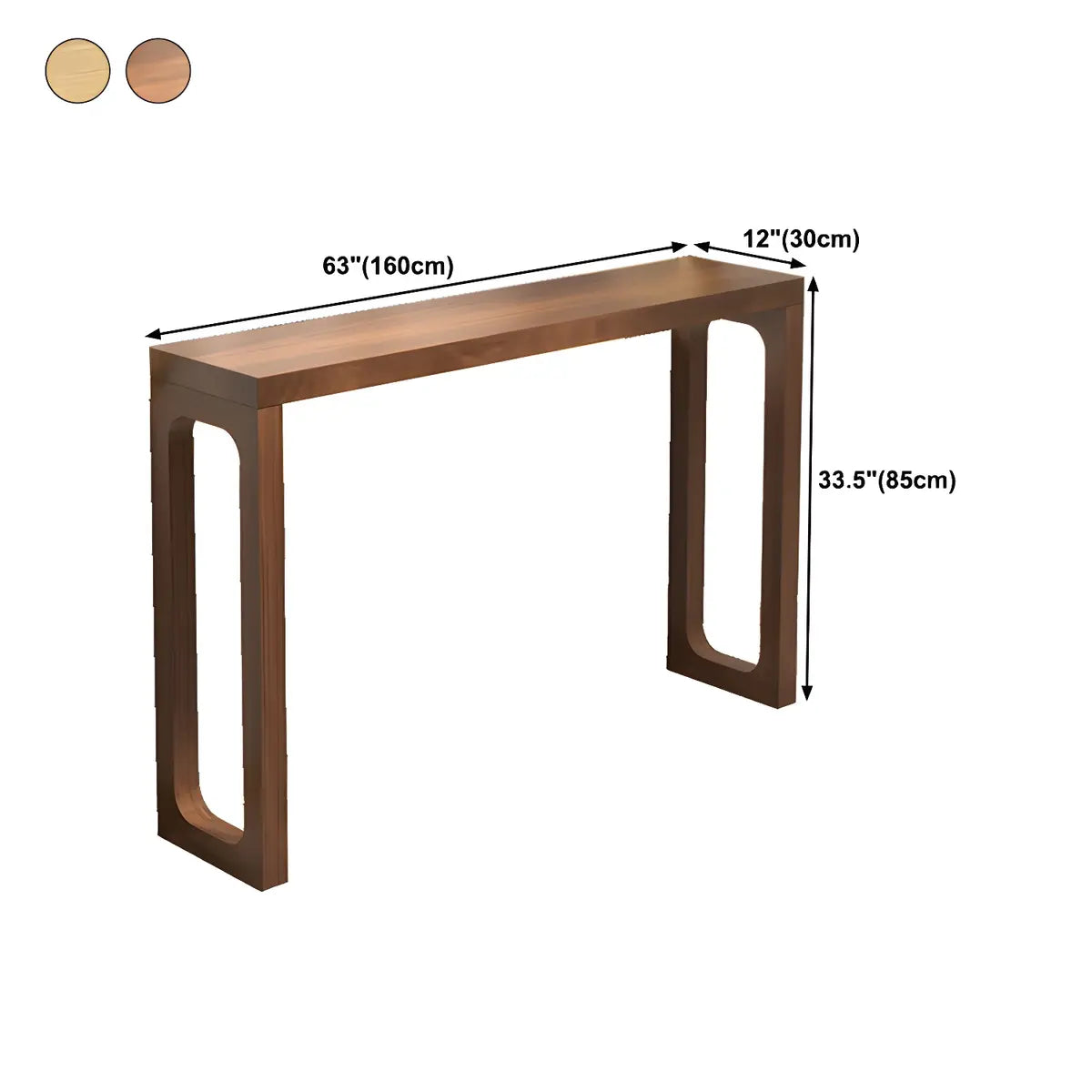 Simple Rectangular Pine Walnut Finish Console Table