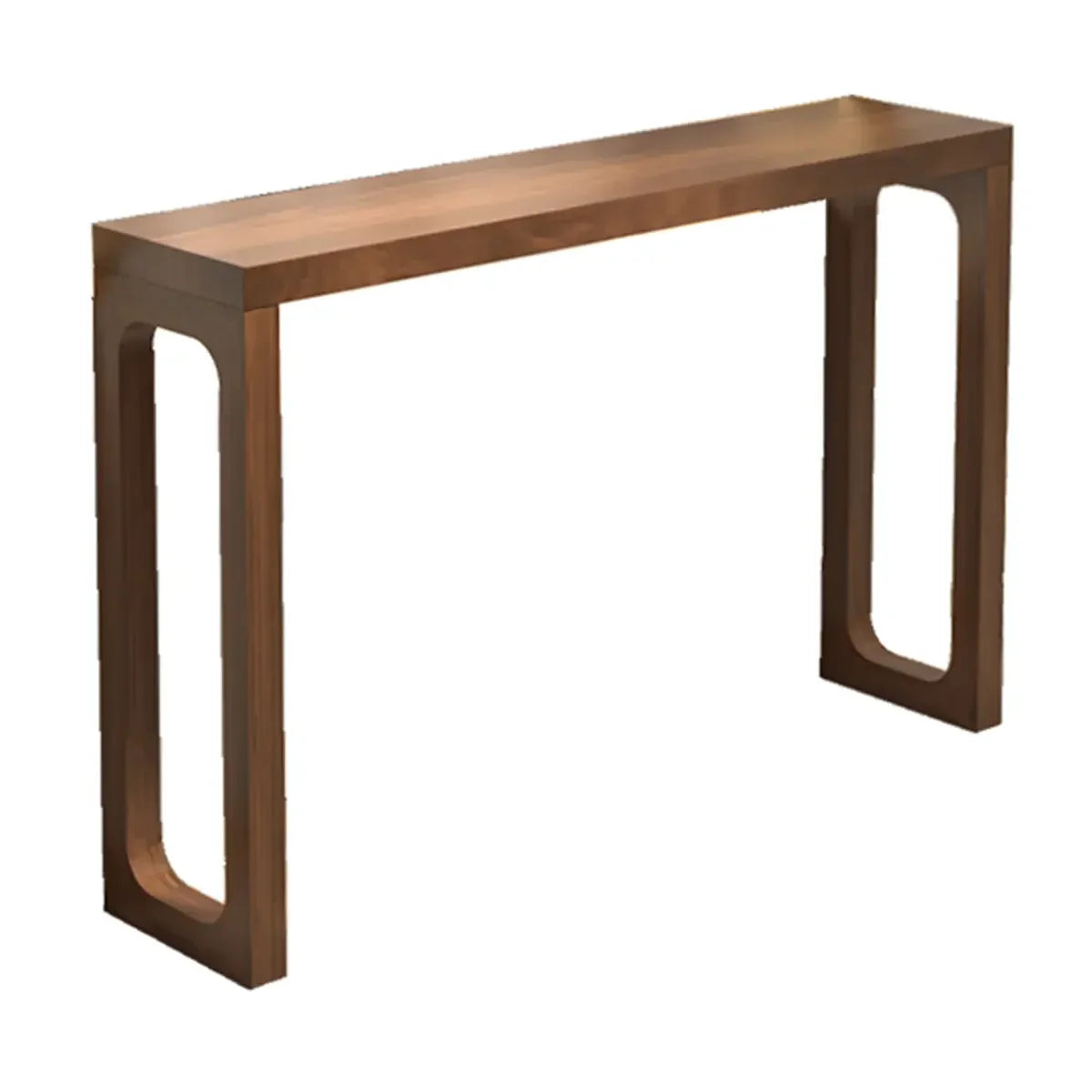 Simple Rectangular Pine Walnut Finish Console Table