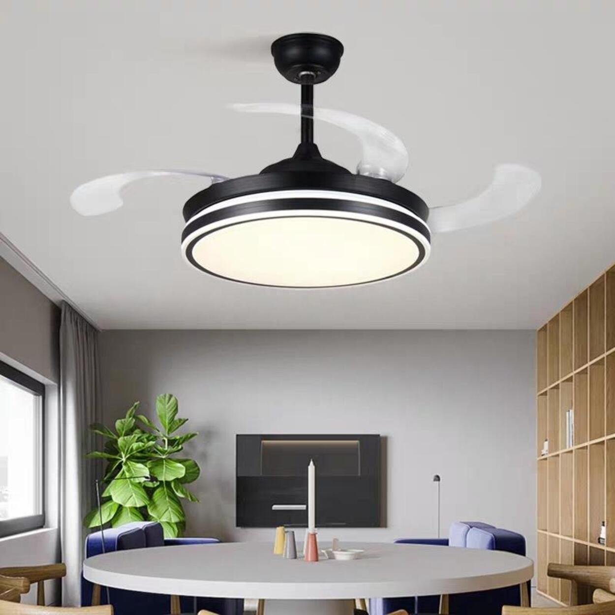 Simple Round 4 Clear Blades Modern Ceiling Fan Light