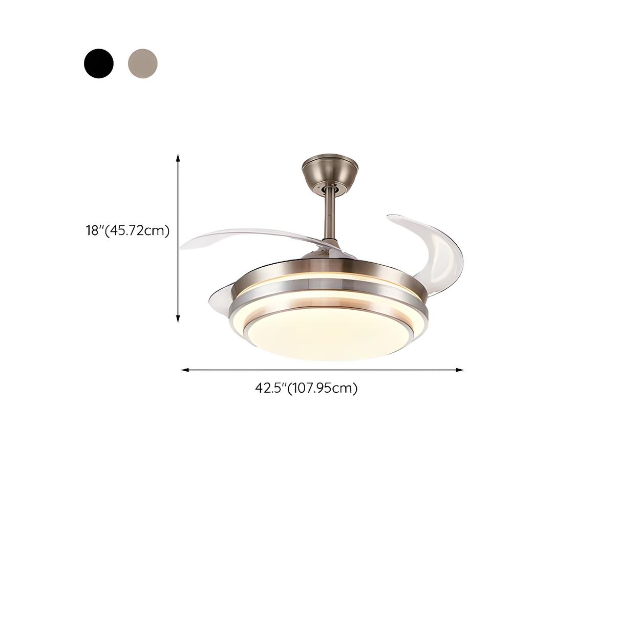 Simple Round 4 Clear Blades Modern Ceiling Fan Light