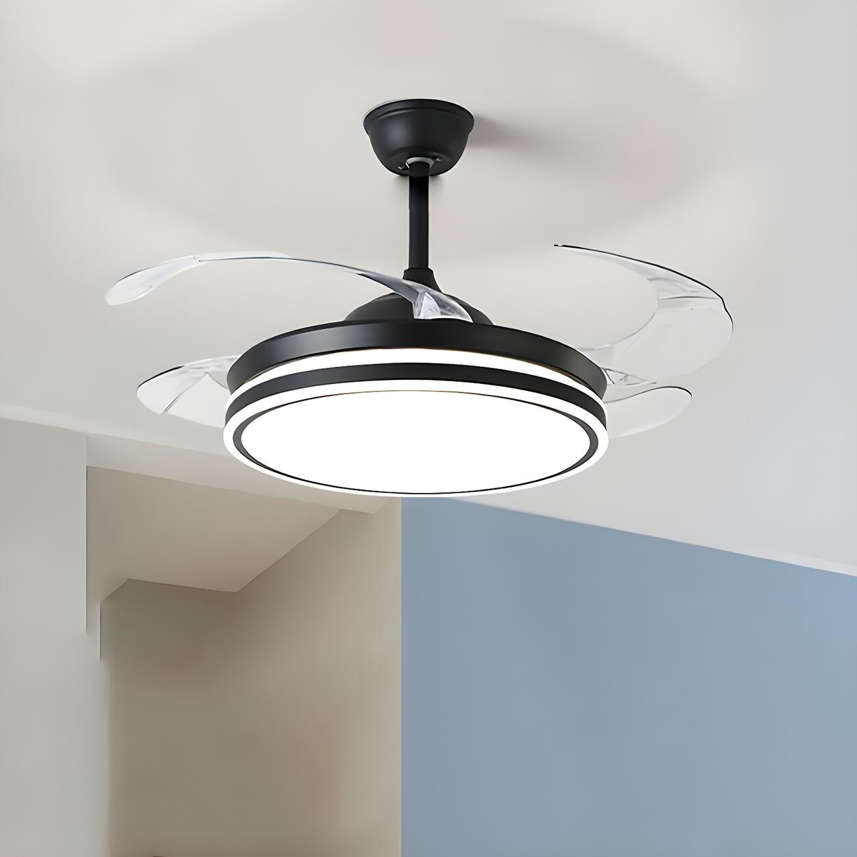 Simple Round 4 Clear Blades Modern Ceiling Fan Light