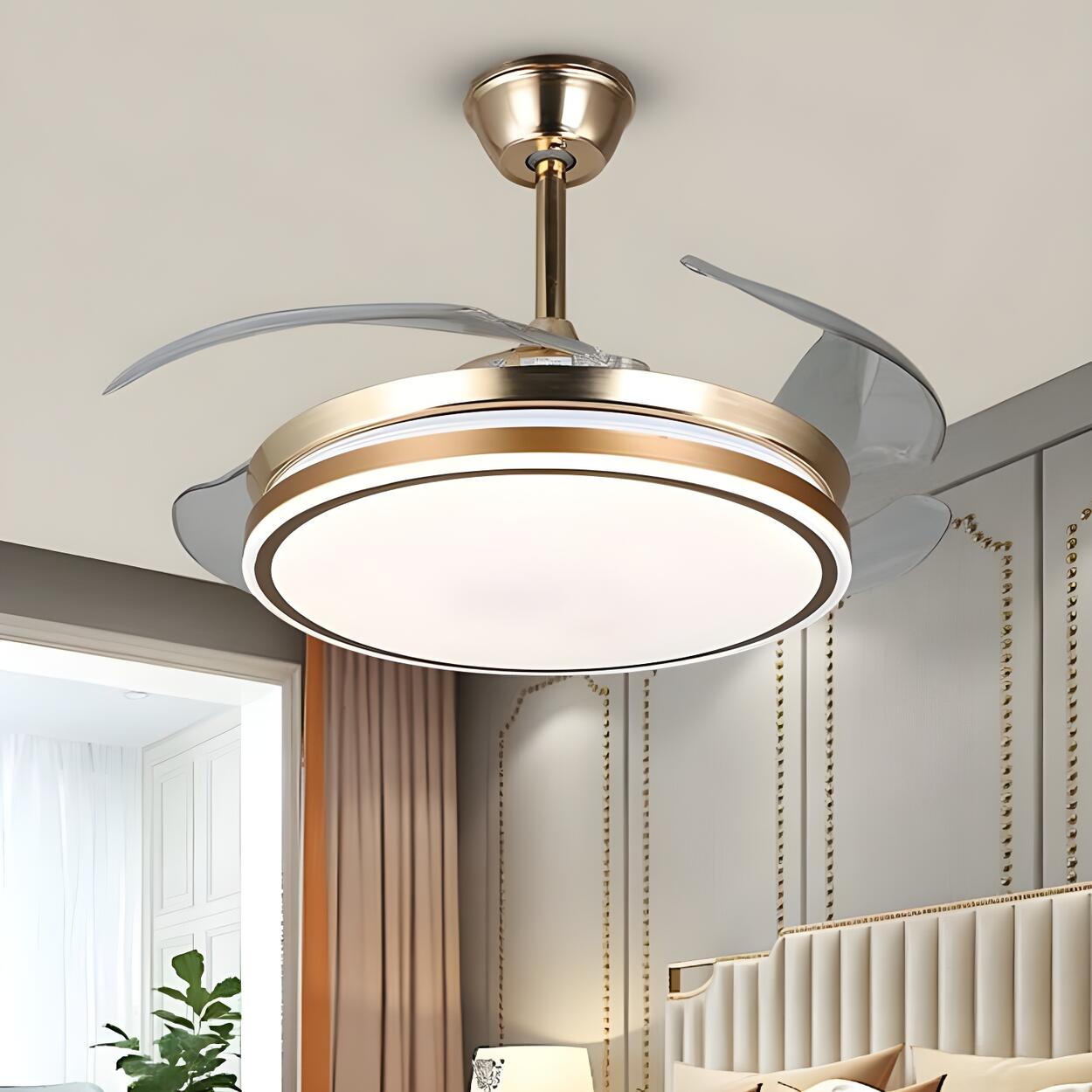 Simple Round 4 Clear Blades Modern Ceiling Fan Light