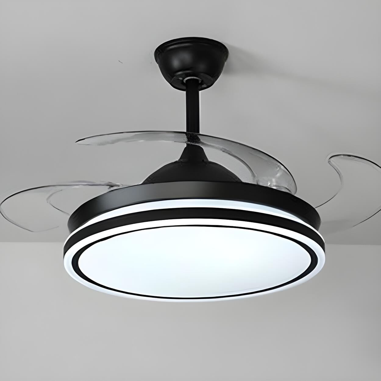 Simple Round 4 Clear Blades Modern Ceiling Fan Light