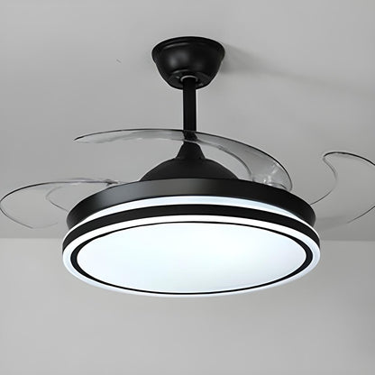 Simple Round 4 Clear Blades Modern Ceiling Fan Light