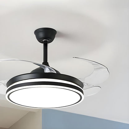 Simple Round 4 Clear Blades Modern Ceiling Fan Light