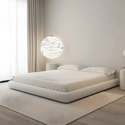 Simple White Queen Platform Fabric Modern Bed Frame