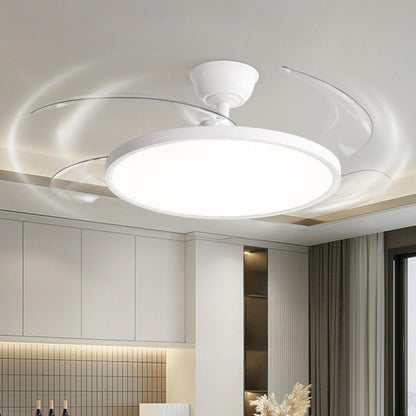 Simple White Round Ceiling Fan with LED Lighting