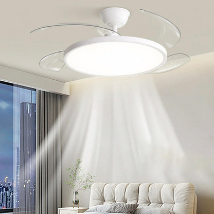 Simple White Round Ceiling Fan with LED Lighting