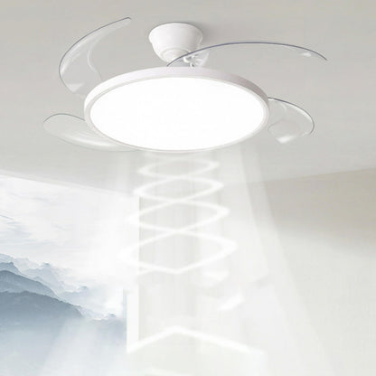 Simple White Round Ceiling Fan with LED Lighting