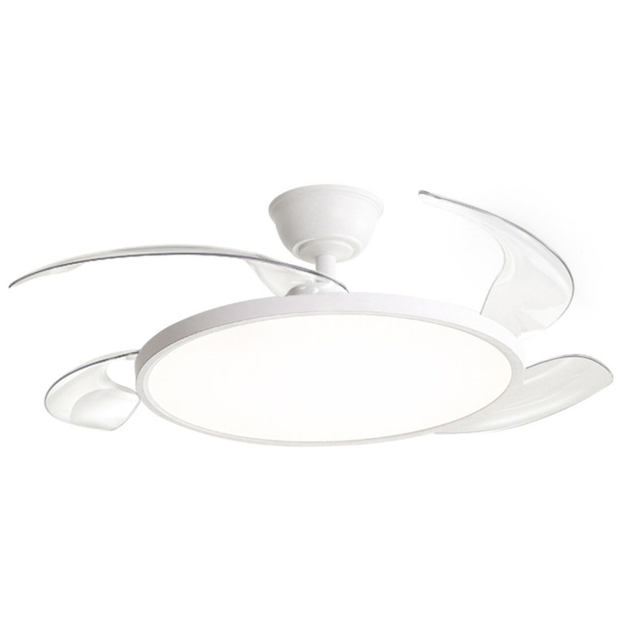 Simple White Round Ceiling Fan with LED Lighting