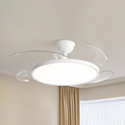 Simple White Round Ceiling Fan with LED Lighting