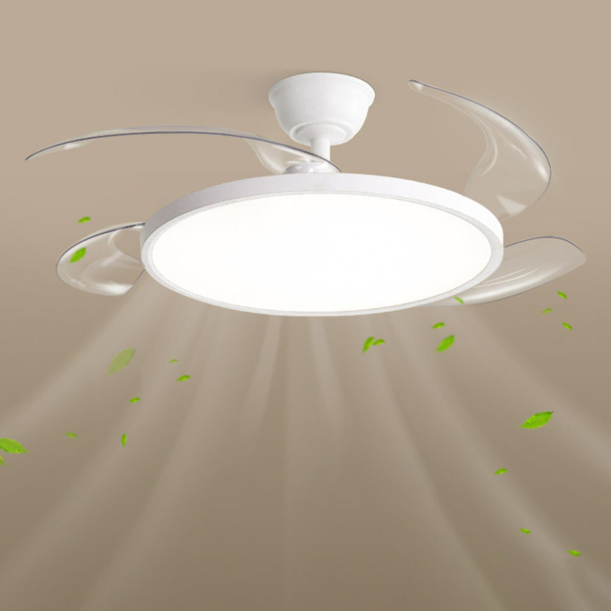 Simple White Round Ceiling Fan with LED Lighting