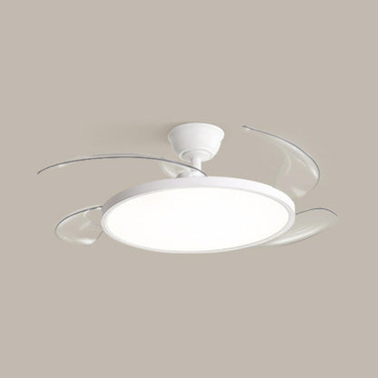 Simple White Round Ceiling Fan with LED Lighting