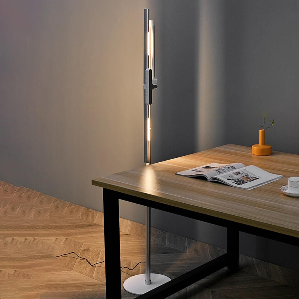 Sleek Modern Sliver Linear Adjustable LED Floor Lamp