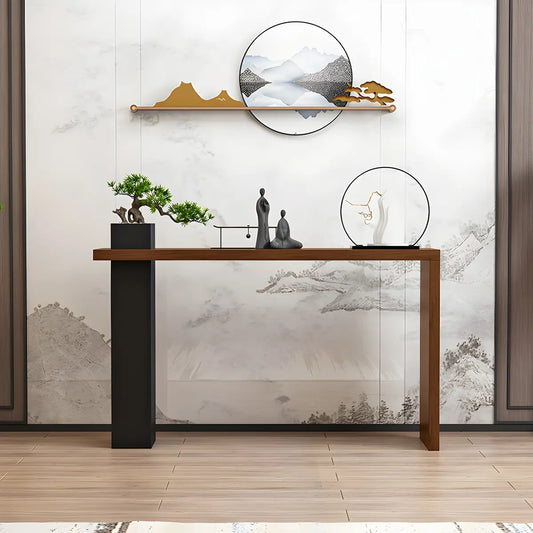 Sleek Rectangle Wood Black Modern Hall Console Table