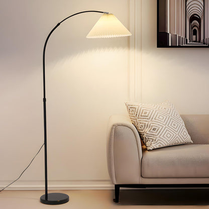 Sleek Umbrella Adjustable Black Arched Floor Lamp