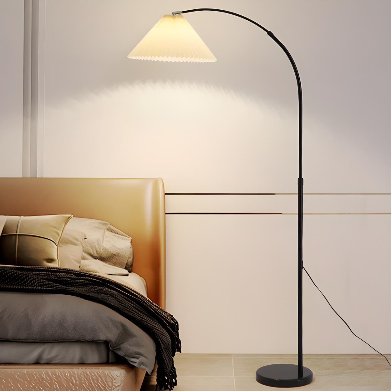 Sleek Umbrella Adjustable Black Arched Floor Lamp