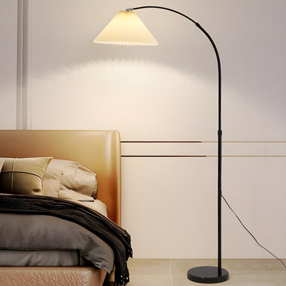 Sleek Umbrella Adjustable Black Arched Floor Lamp