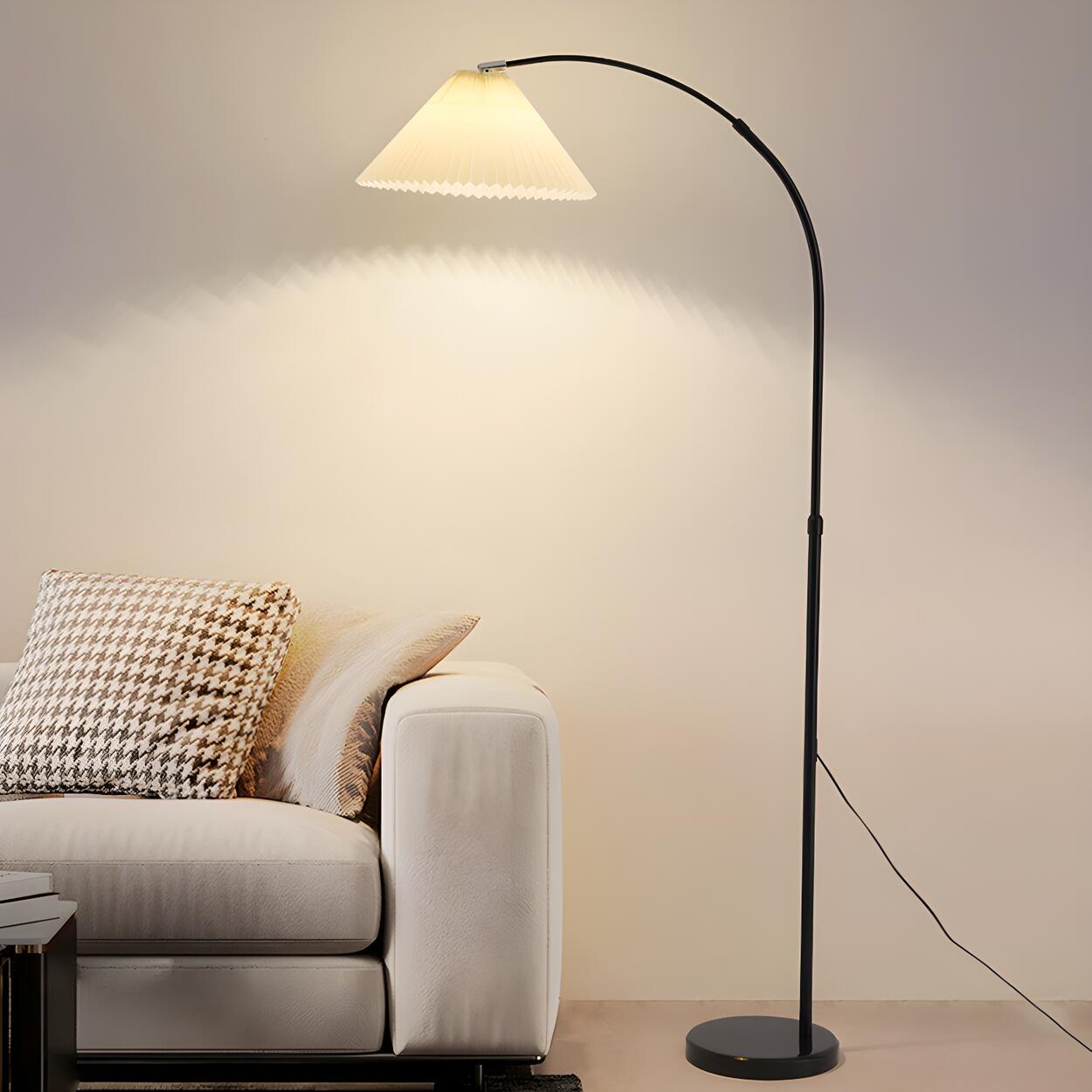 Sleek Umbrella Adjustable Black Arched Floor Lamp