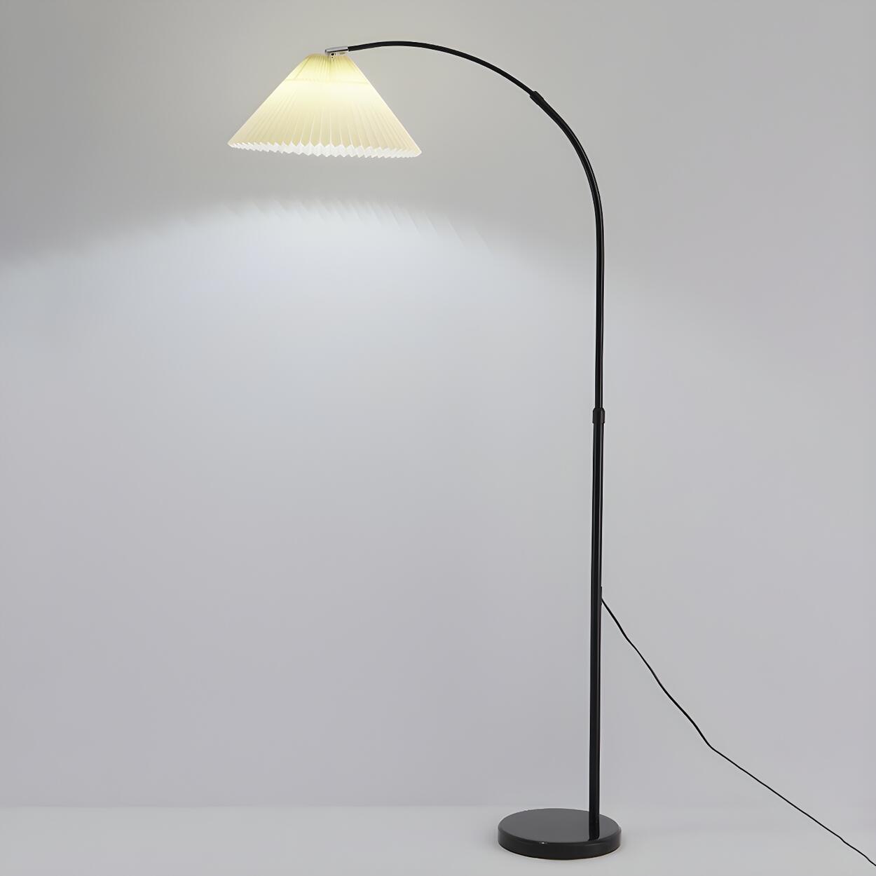 Sleek Umbrella Adjustable Black Arched Floor Lamp