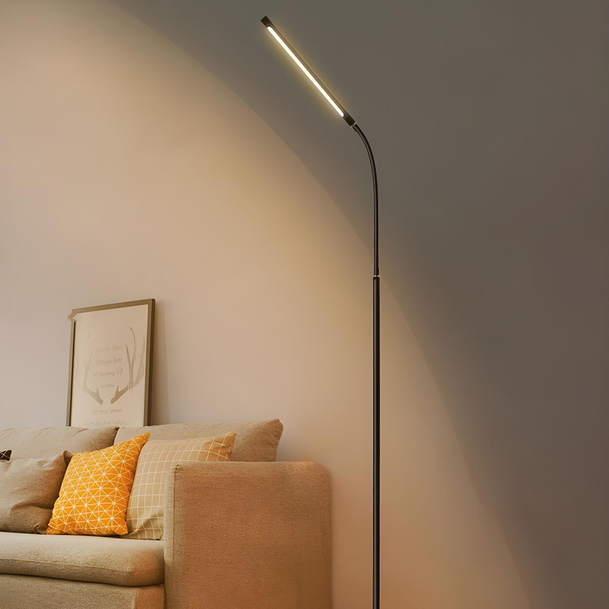 Slim Black Linear Metal Living Room LED Floor Lamp