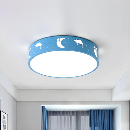 Small Pink Elephant Drum LED Flush Mount Ceiling Light