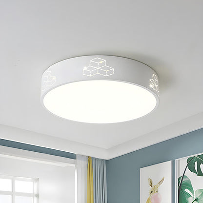 Small Pink Elephant Drum LED Flush Mount Ceiling Light