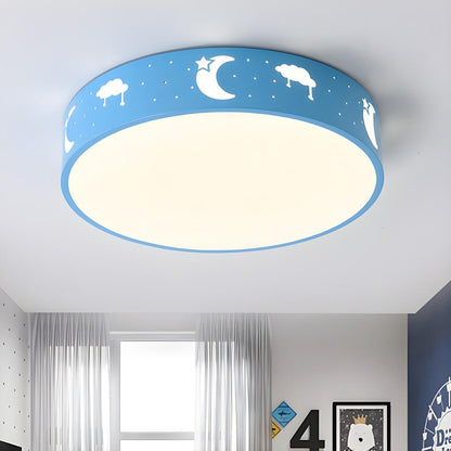 Small Pink Elephant Drum LED Flush Mount Ceiling Light