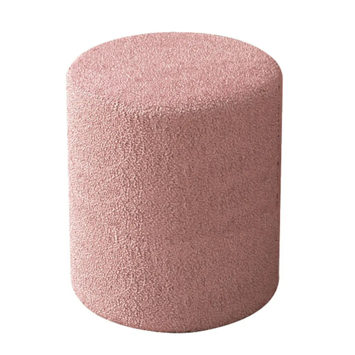 Solid Color Light Pink Cylindrical Fabric Vanity Stool