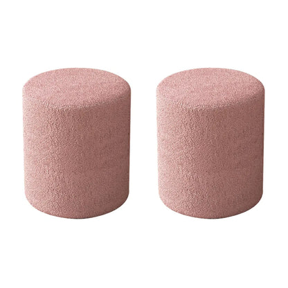 Solid Color Light Pink Cylindrical Fabric Vanity Stool