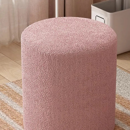 Solid Color Light Pink Cylindrical Fabric Vanity Stool