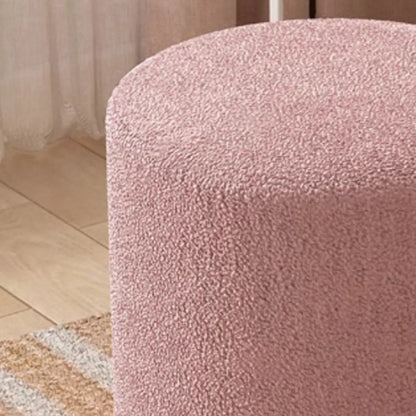 Solid Color Light Pink Cylindrical Fabric Vanity Stool