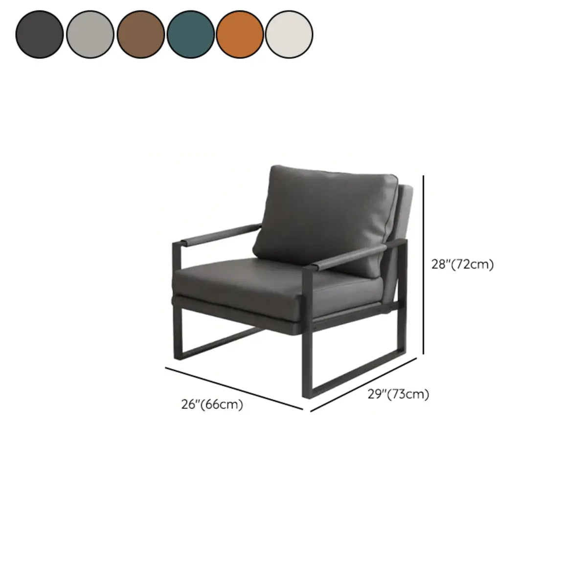 Solid Color Pillow Back Square Arm Sled Arm Chair