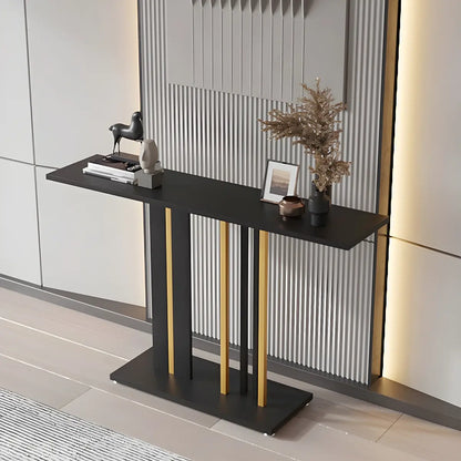 Stain Resistant Rectangle Metal Marble Black Console Table