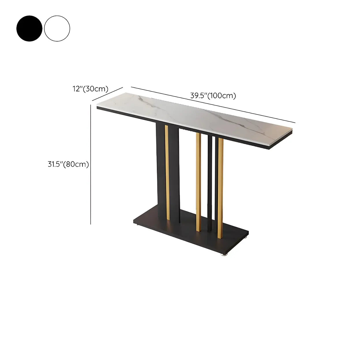 Stain Resistant Rectangle Metal Marble Black Console Table