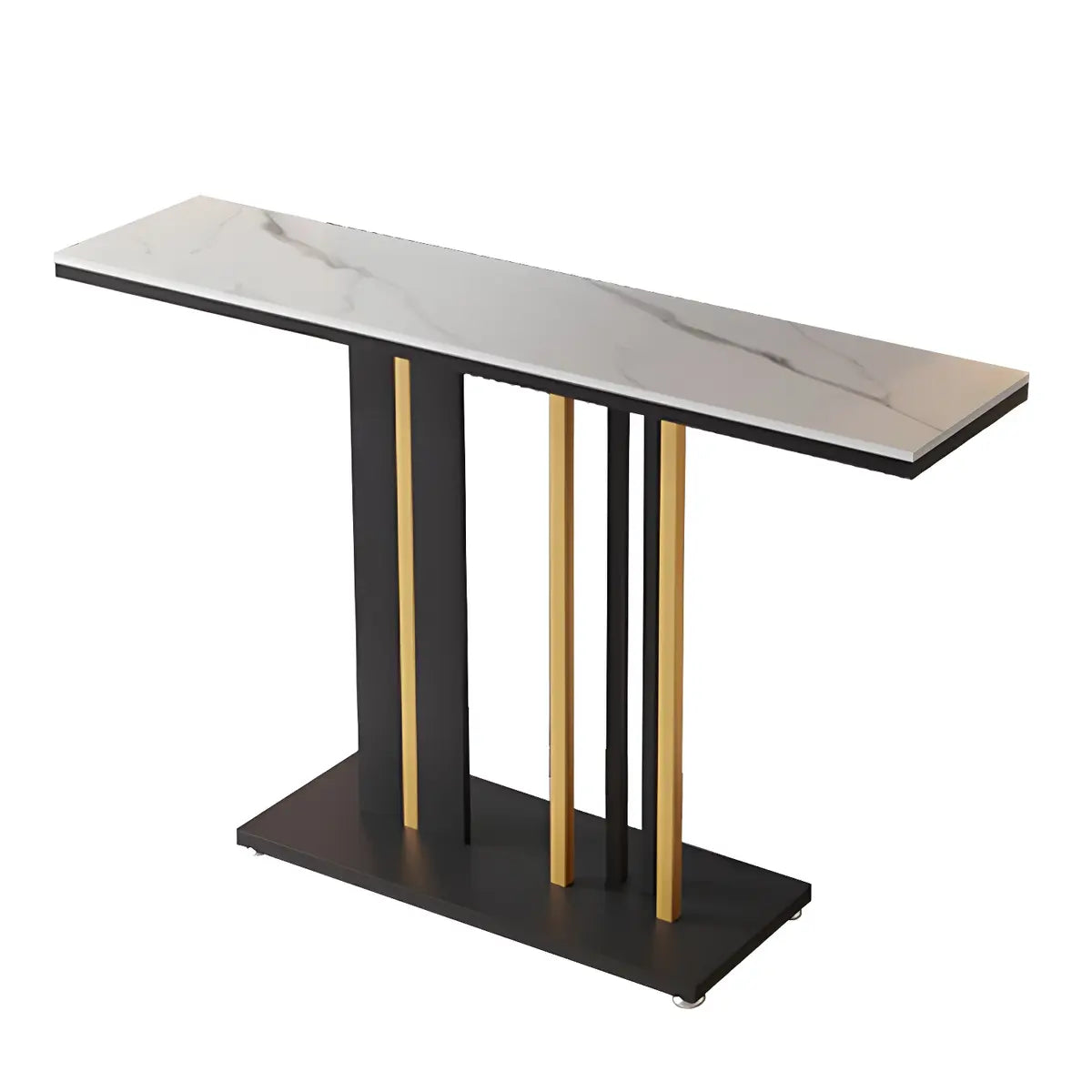 Stain Resistant Rectangle Metal Marble Black Console Table