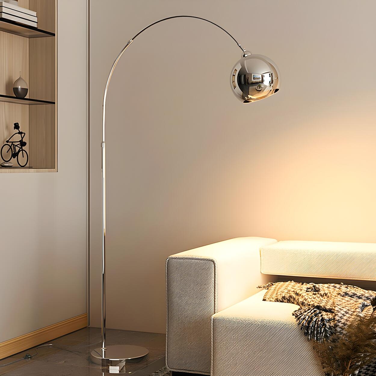 Stylish Adjustable Chrome Dome and Arc Floor Lamp