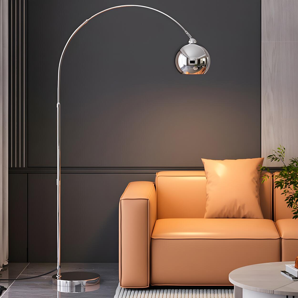 Stylish Adjustable Chrome Dome and Arc Floor Lamp