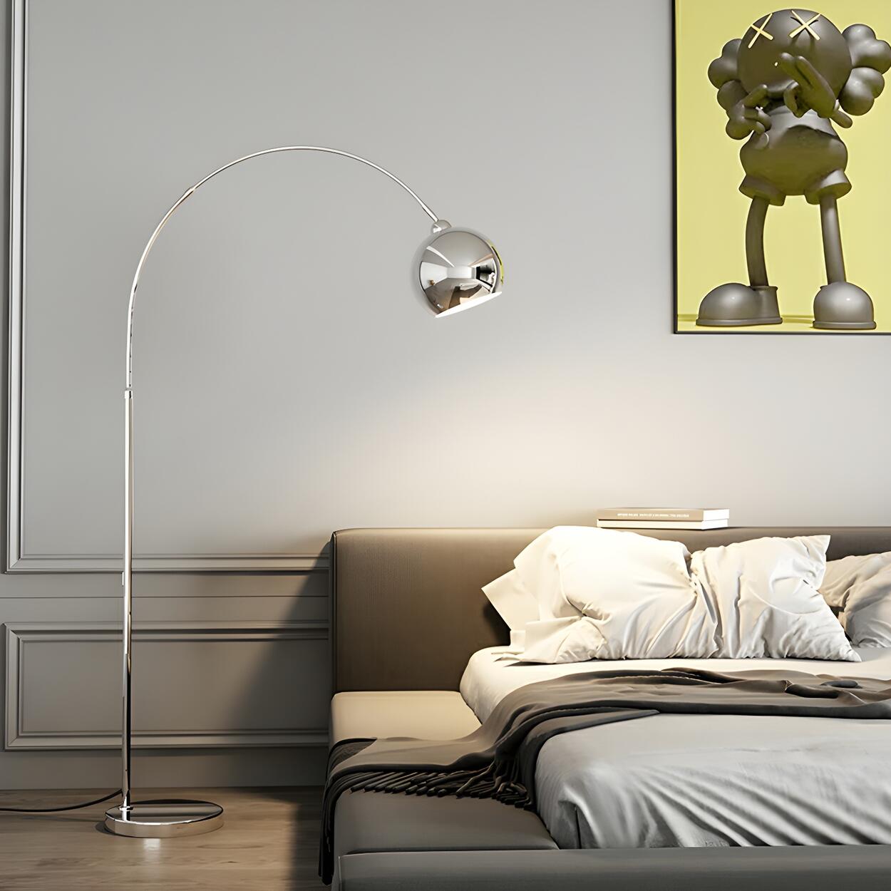 Stylish Adjustable Chrome Dome and Arc Floor Lamp