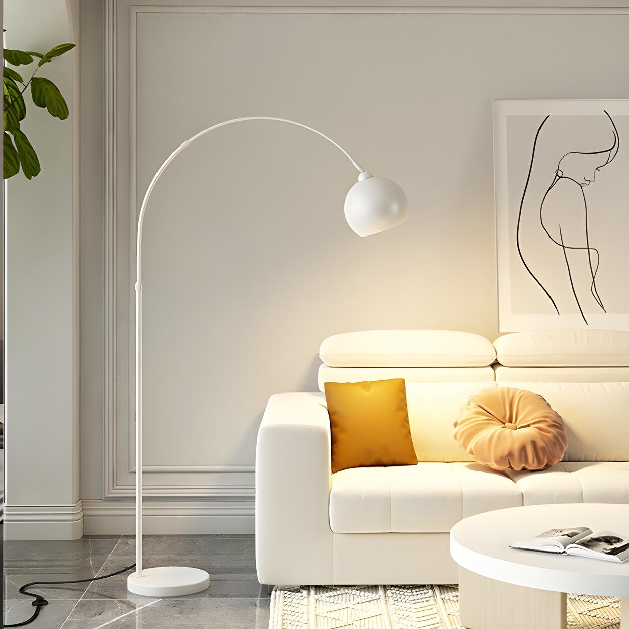 Stylish Adjustable Chrome Dome and Arc Floor Lamp