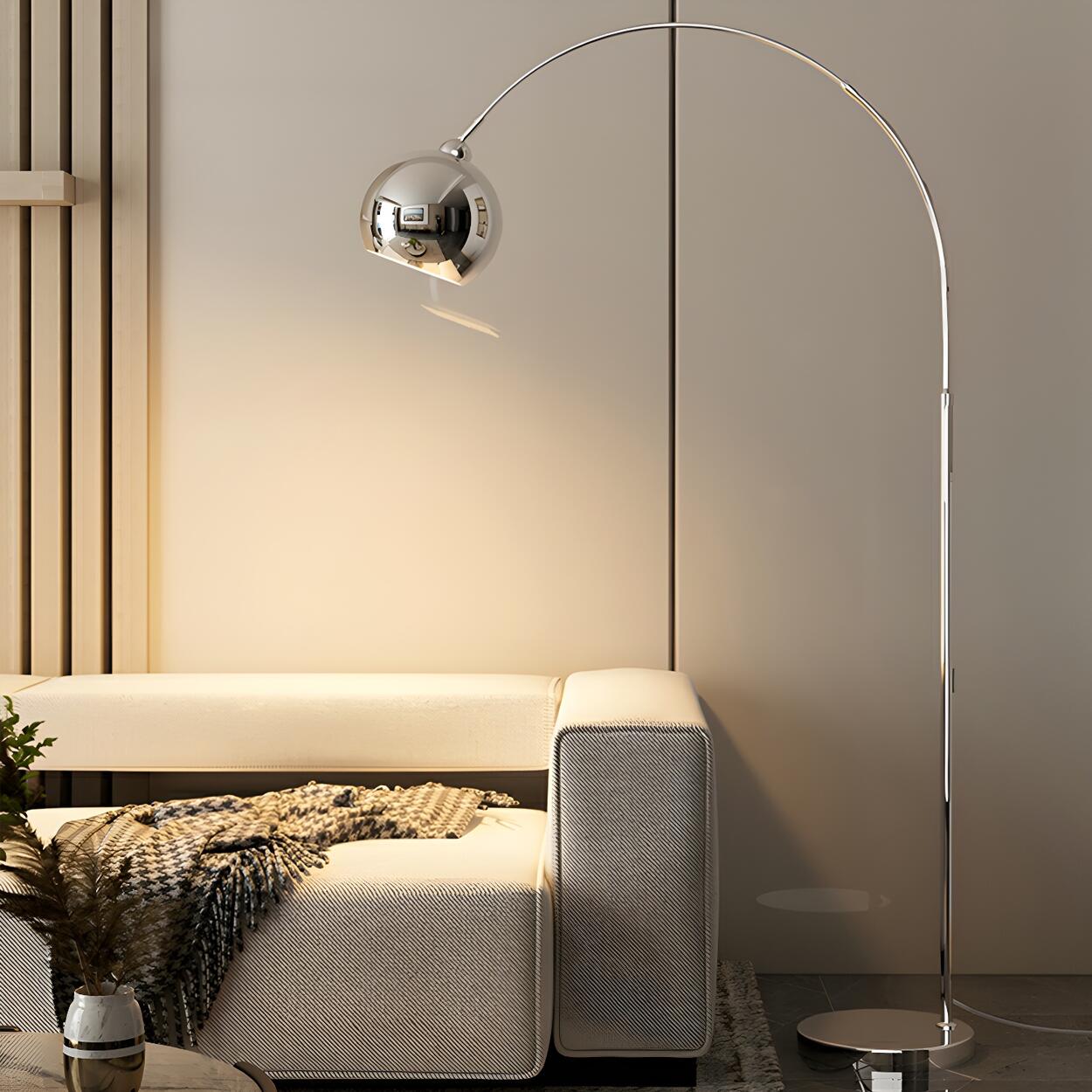 Stylish Adjustable Chrome Dome and Arc Floor Lamp