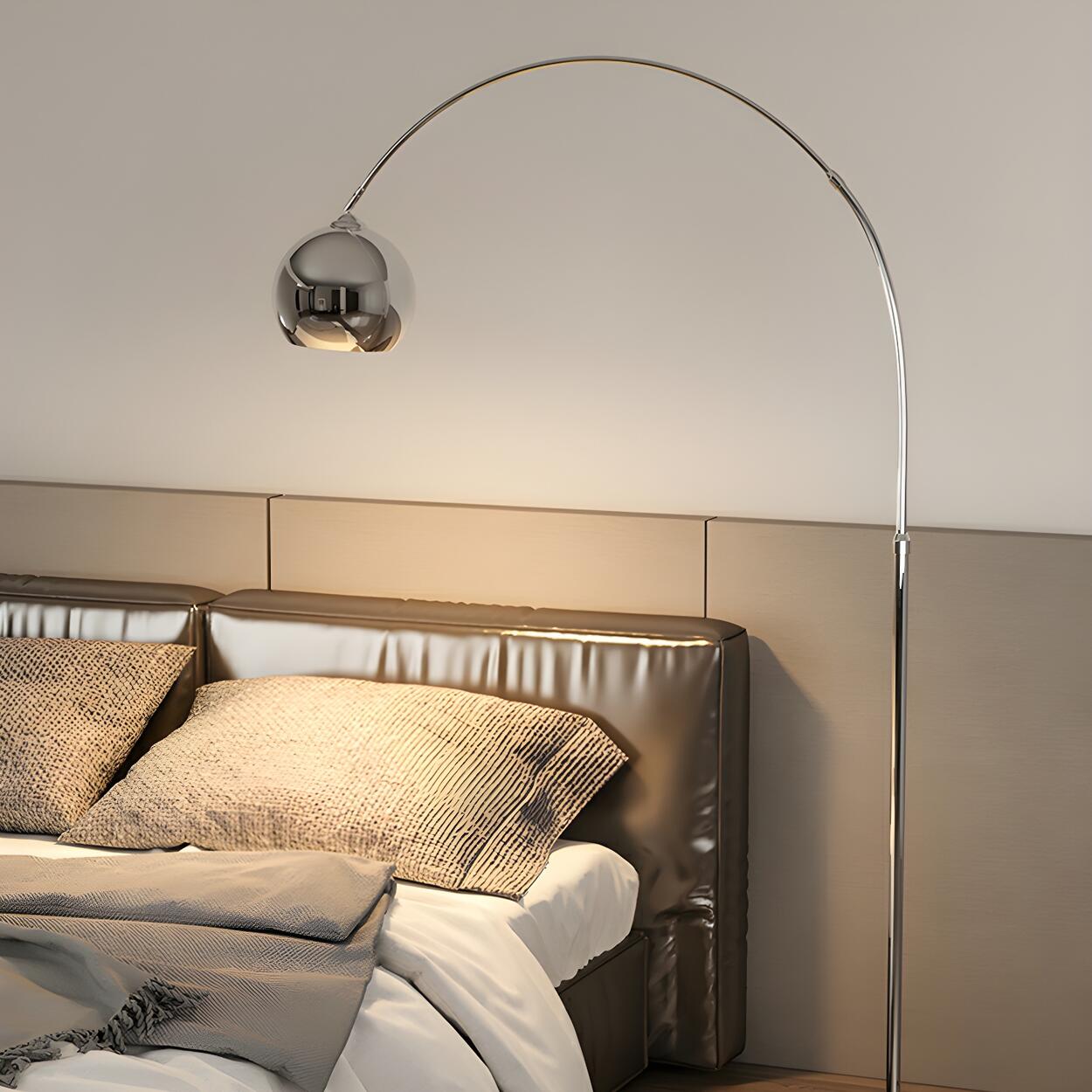 Stylish Adjustable Chrome Dome and Arc Floor Lamp