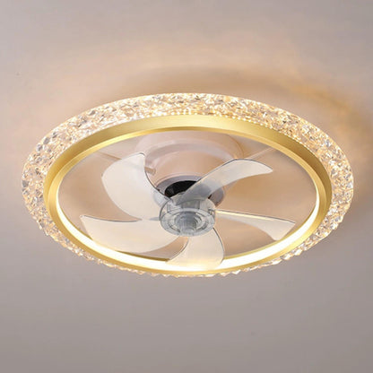 Stylish Clear 5-Blade Round Crystal Ceiling Fan Light