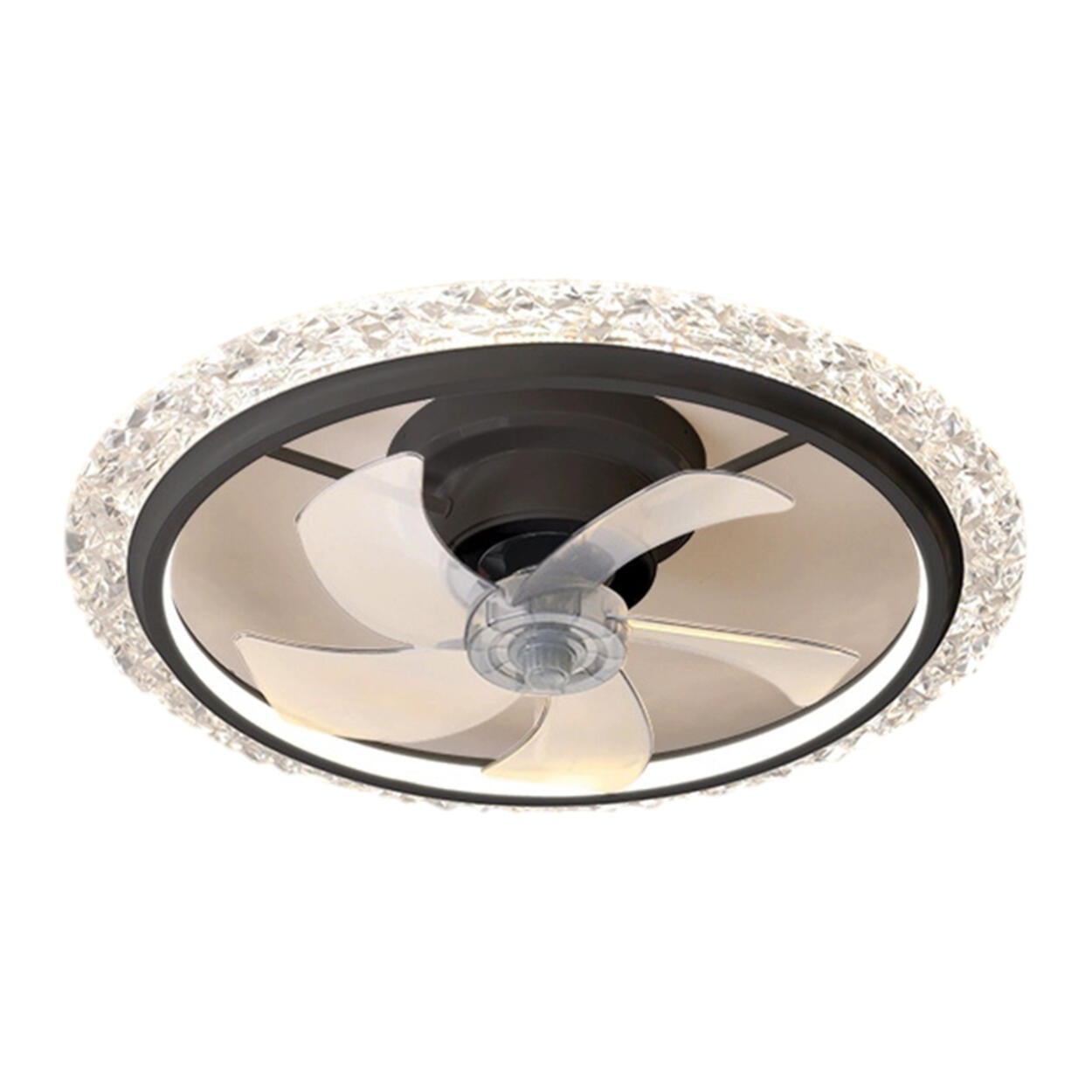 Stylish Clear 5-Blade Round Crystal Ceiling Fan Light