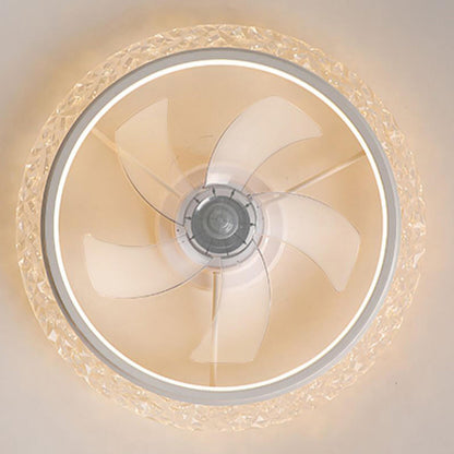 Stylish Clear 5-Blade Round Crystal Ceiling Fan Light