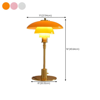 Stylish Multi-layered Umbrella Amber Glass Table Lamp