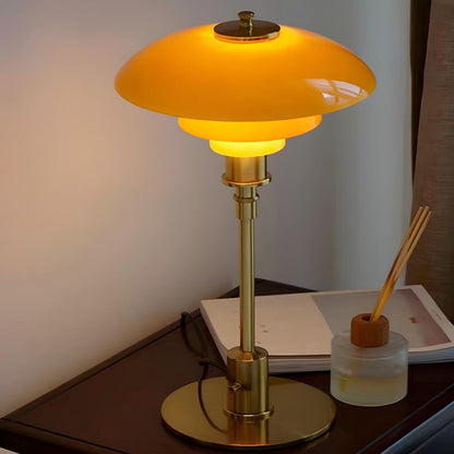 Stylish Multi-layered Umbrella Amber Glass Table Lamp