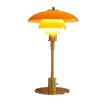 Stylish Multi-layered Umbrella Amber Glass Table Lamp