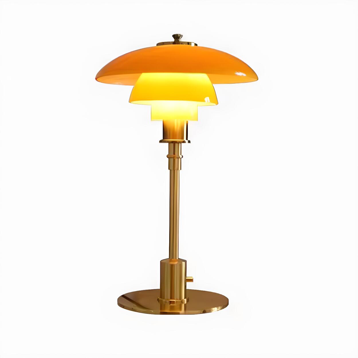 Stylish Multi-layered Umbrella Amber Glass Table Lamp